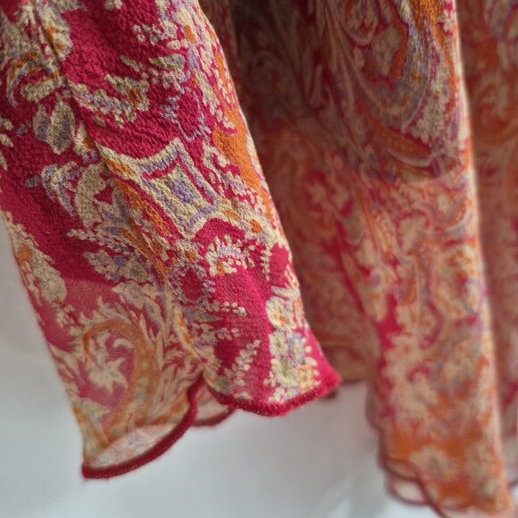 Tristan Iseut Silk Midi Dress boho chic Earth Tones VTG Size 8 Irregular hem - Picture 5 of 16